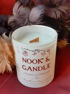 NOOK & CANDLE STRAWBERRY MILKSHAKE 9oz jar wooden wick Luxurious  candles  70hrs burn time