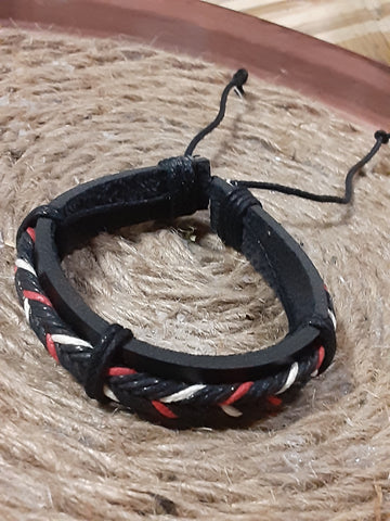 NOOK & CANDLE Jewelry Boutique Black, White, red Braided twisted Bracelet rope tie closure