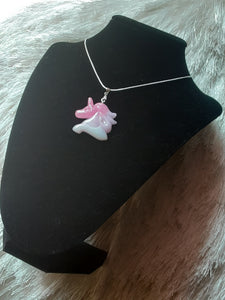 NOOK & CANDLE Jewelry Boutique Unicorn Resin Pendant with Sterling Silver Snake Chain 18inches Pink and Lavender