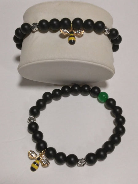 Nook and Candle Queen Bee Onyx Beaded Bracelet