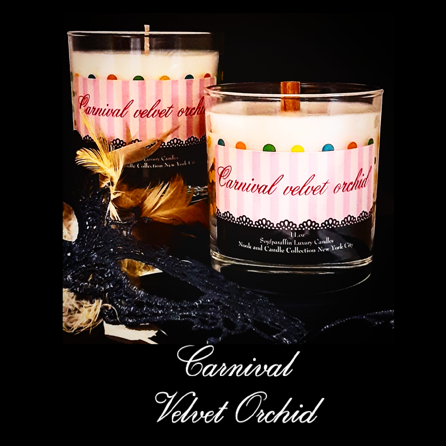 NOOK & CANDLE Carnival Velvet Orchid Spiral Wooden wick 11oz Luxury Candles