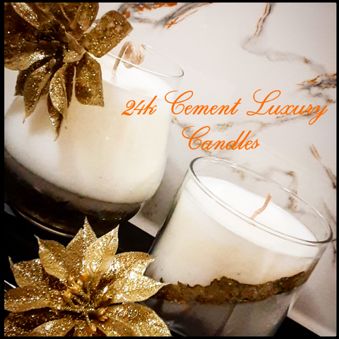 NOOK & CANDLE 24k Cement Luxury Candles  Italian Glass 16oz  Scented Beach Daisy square shaped