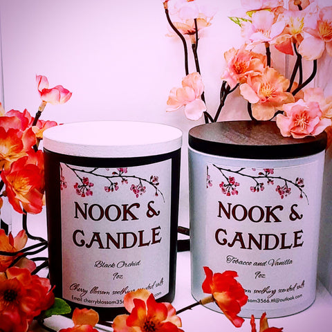 Nook & candle Luxury candles Tobacco and Vanilla wooden  wick candle jar 70 hrs of burn time