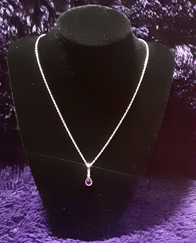 NOOK & CANDLE Jewelry Boutique Silver Plated link chain with Platinum Bead Clasp and Birthstone Sapphire