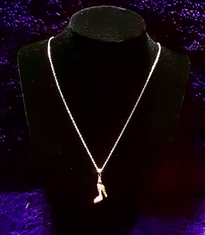 NOOK & CANDLE Jewelry  Boutique Silver Plated link chain with Platinum Bead Clasp and High Heel Pendent White