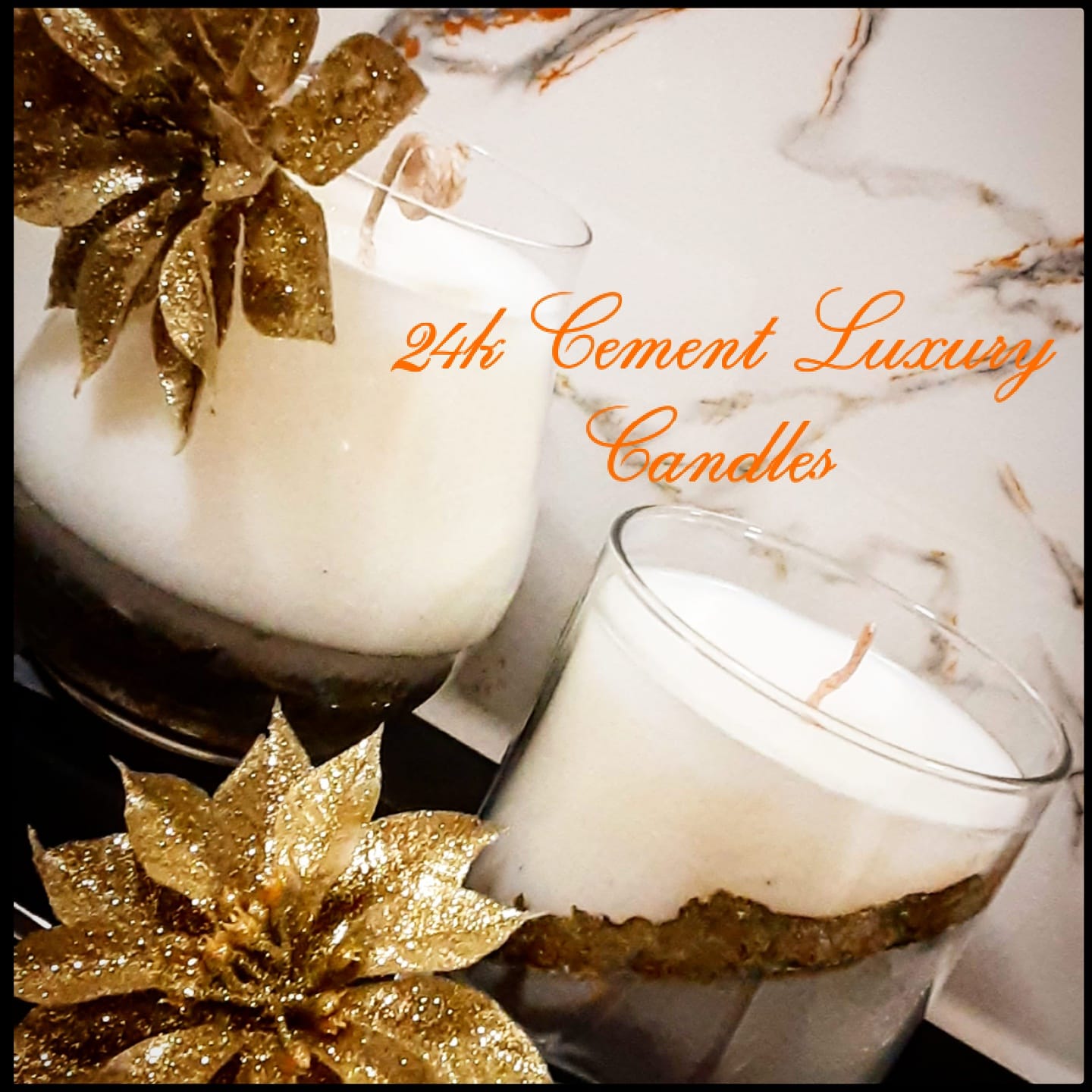 NOOK & CANDLE 24k Cement Luxury Candle  16oz Italian Glass Japanese  Cherry Blossom Teardrop shaped