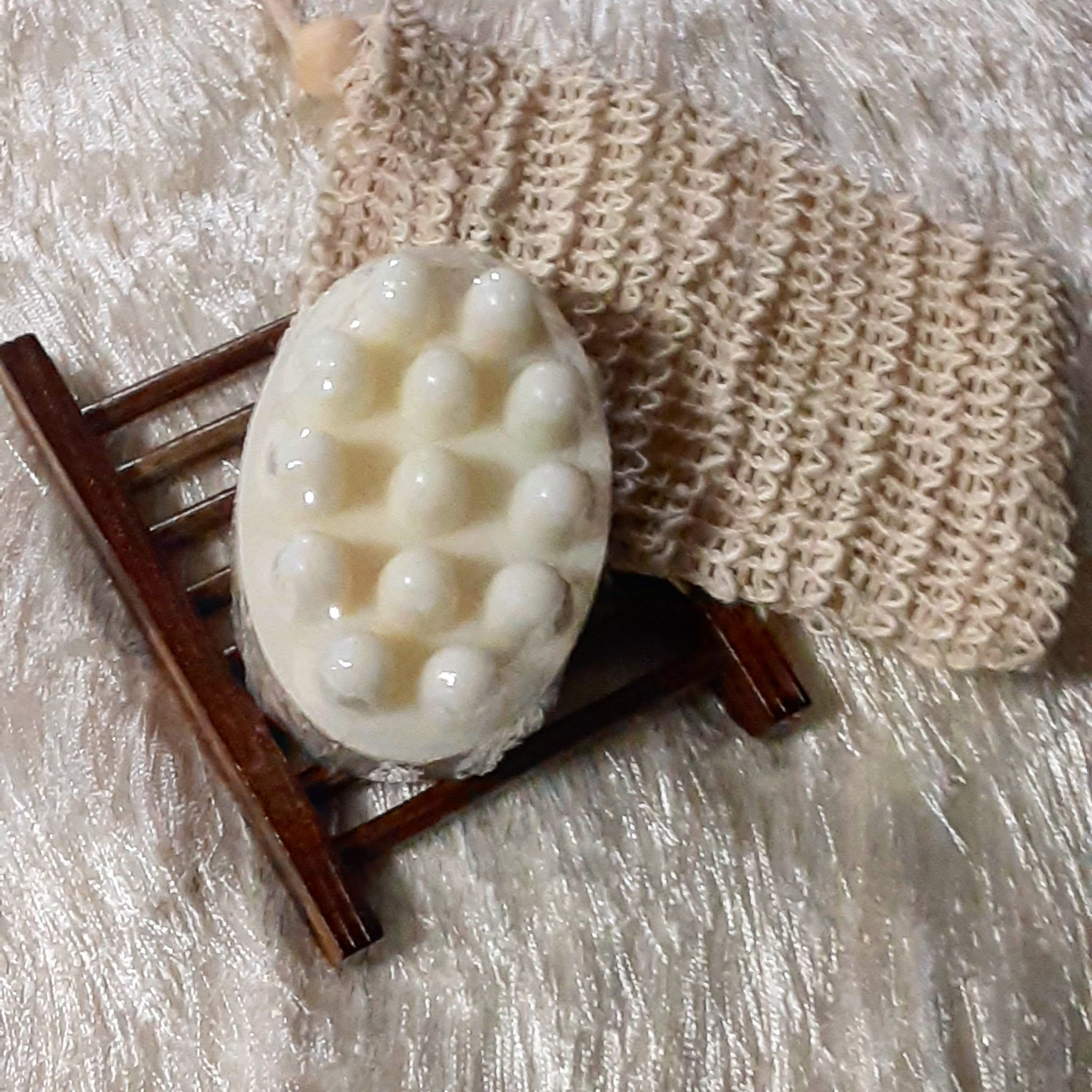 NOOK & CANDLE  3pc set Goat's Milk Honeysuckle soap , dish, boho pouch