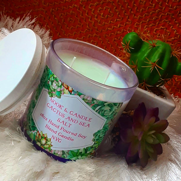 NOOK & CANDLE Cactus and Sea Salt 18oz double wick Scented Candle