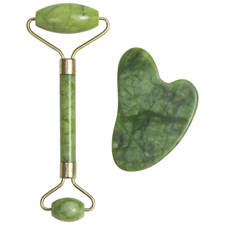 Nook and Candle Soothing Scented 2pc Jade Rolling Stone and Gua Sha Set